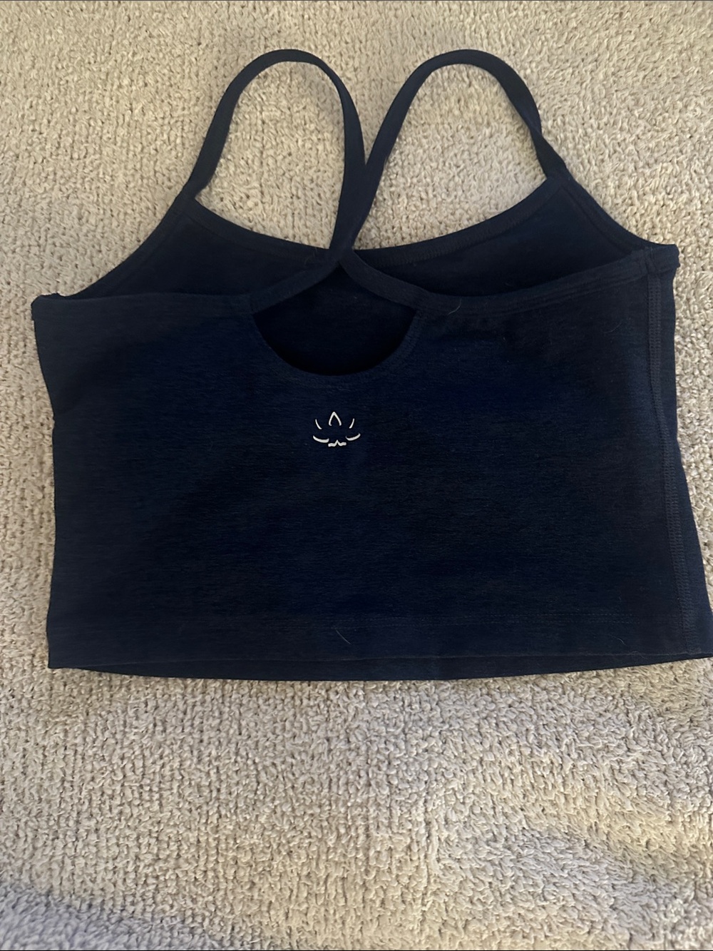 Beyond Yoga heathered navy sports tank. Small, EUC, no pads